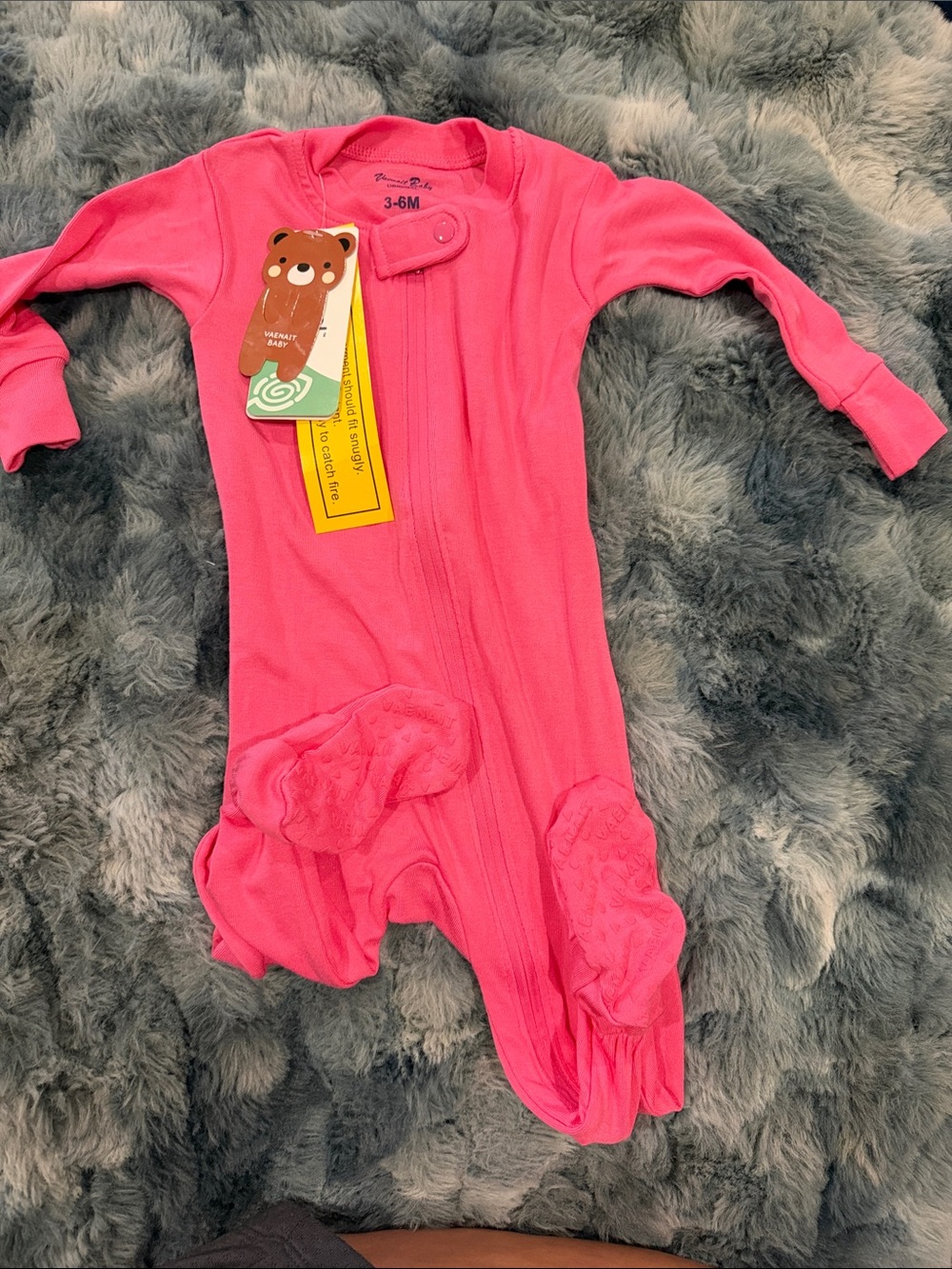 3-6M Bright Pink Footed Baby One-Piece Sleeper